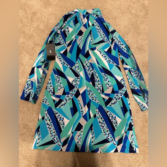 IBKUL L/S Zip Mandarin Collar Brianna Dress BLUE size Small NWT Resort Golf - Picture 3 of 3
